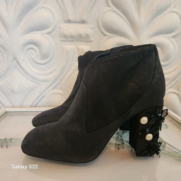 Giancarlo Paoli Black Embellished Ankle Boots. NWOT. Size 38.5 EU/ US 8 - Picture 1 of 12